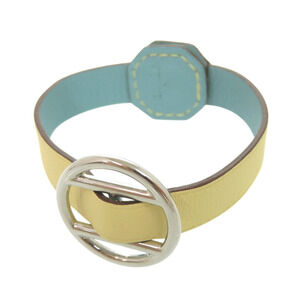 HERMES Blue Leather Charm Bracelet
